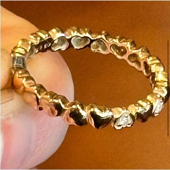 ETERNITY BAND RING HEARTS 18K GOLD & DIAMONDS ROSE GOLD STACK WEDDING LOVE 2.8mm - Picture 4 of 12